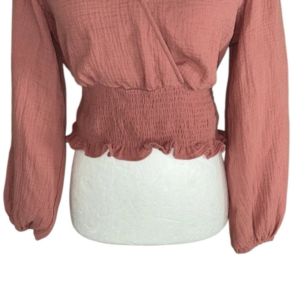 Madewell Julianne Lightspun Smocked Waist Cropped Top in Vintage Quartz - S